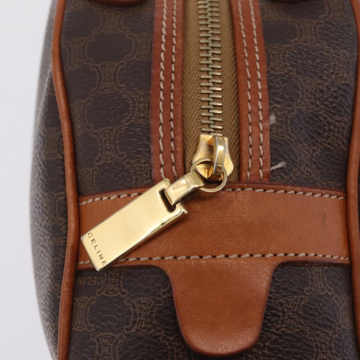 Celine Vintage Handbag Toile Céline Brown Canvas Handbag (Pre-Owned)