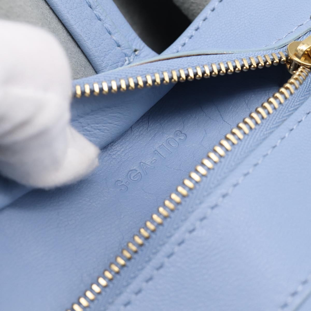 Celine Vertical Bi-Cabas Leather Blue Leather Tote Bag Bag (Pre-Owned)