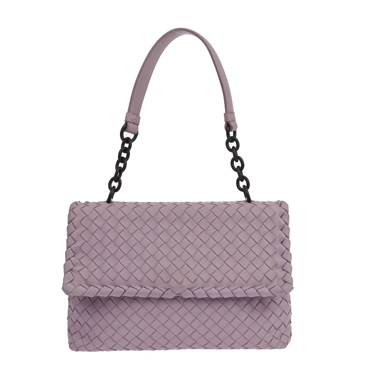 Bottega Veneta Olimpia Intrecciato Nappa Purple Leather Shoulder Bag Bag (Pre-Owned)