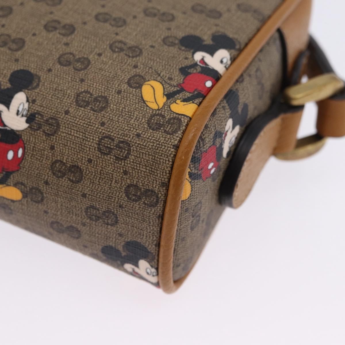 Gucci Disney Mickey Mouse Printed Mini Gg Coated Canvas Beige Canvas Shoulder Bag Bag (Pre-Owned)
