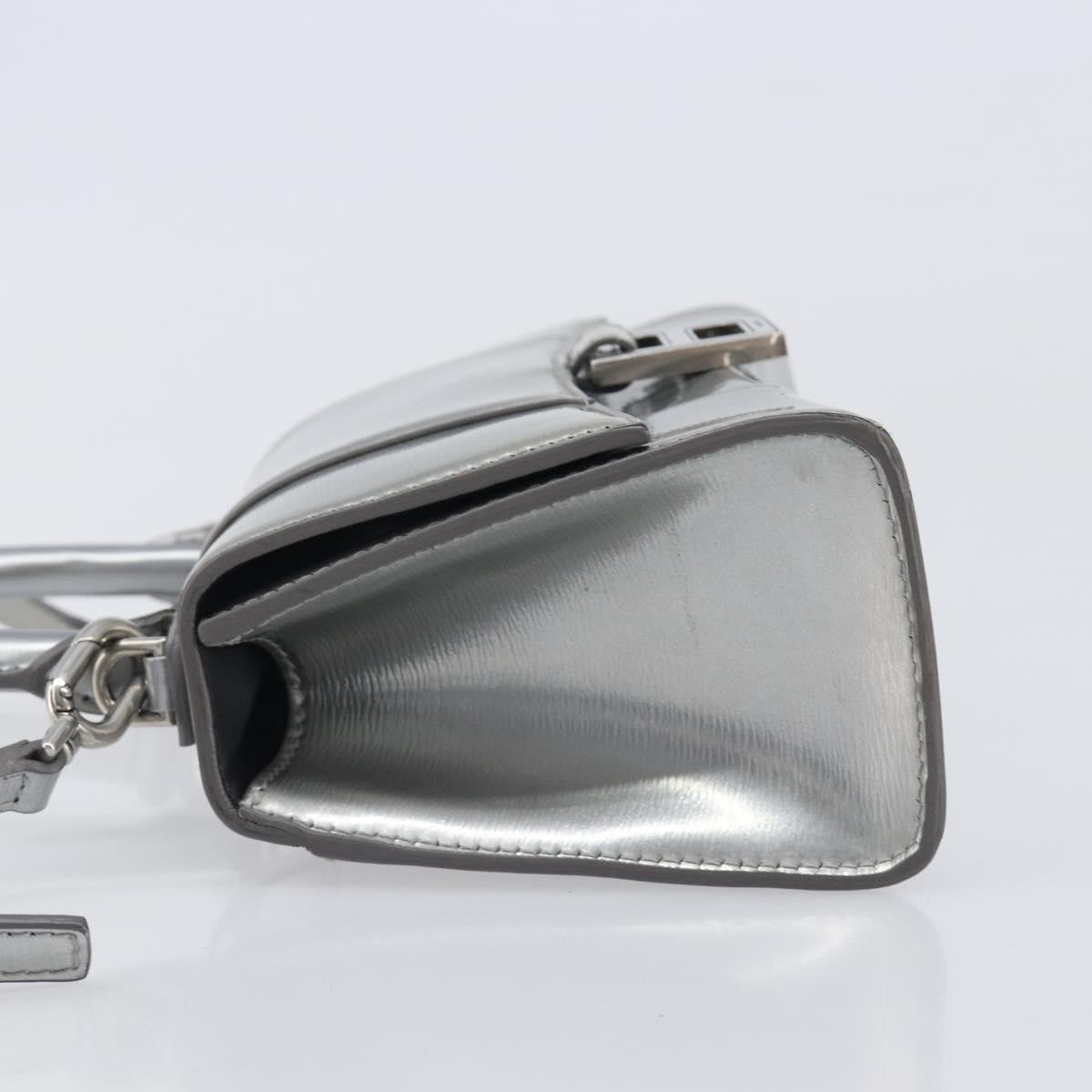 Balenciaga Hourglass Top Handle Leather Silver Leather Handbag (Pre-Owned)