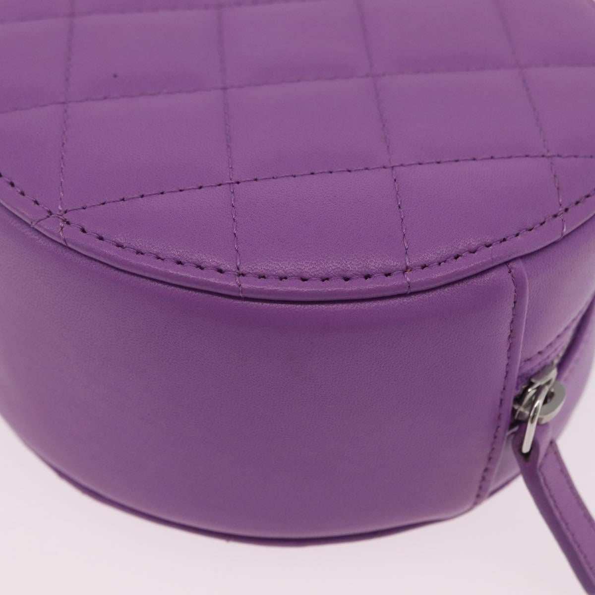 Chanel Round Clutch With Chain Quilted Lambskin Purple Leather Clutche & Pouche Bag (Pre-Owned)