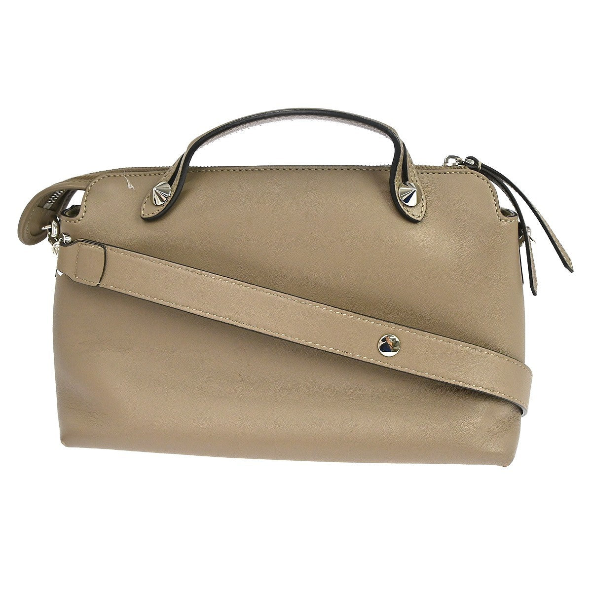 Fendi By The Way Satchel Leather Beige Leather Handbag (Pre-Owned)