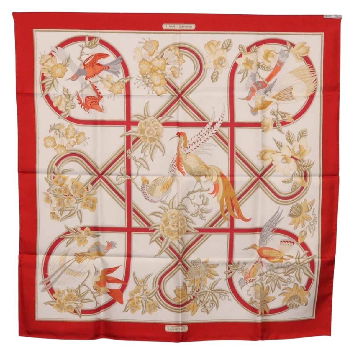Hermes Carré 90 Silk Multicolor Red Silk Scarve & Shawl Accessory (Pre-Owned)
