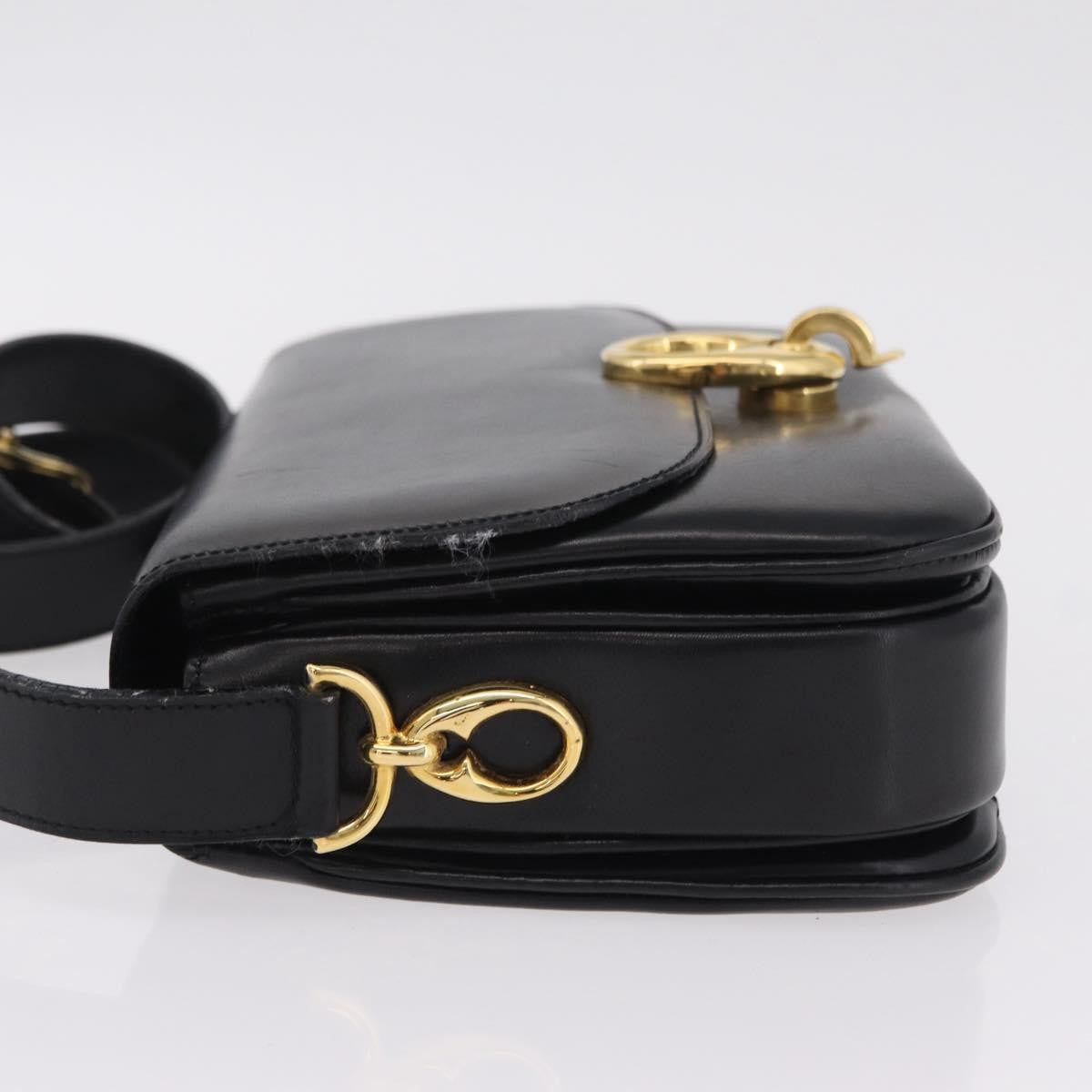 Celine Flap Shoulder Leather Black Leather Shoulder Bag Bag (Pre-Owned)