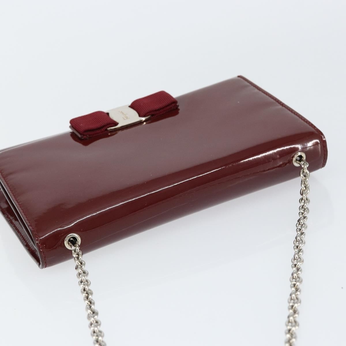 Salvatore Ferragamo Vala Chain Patent Leather Red Patent_Leather Shoulder Bag Bag (Pre-Owned)