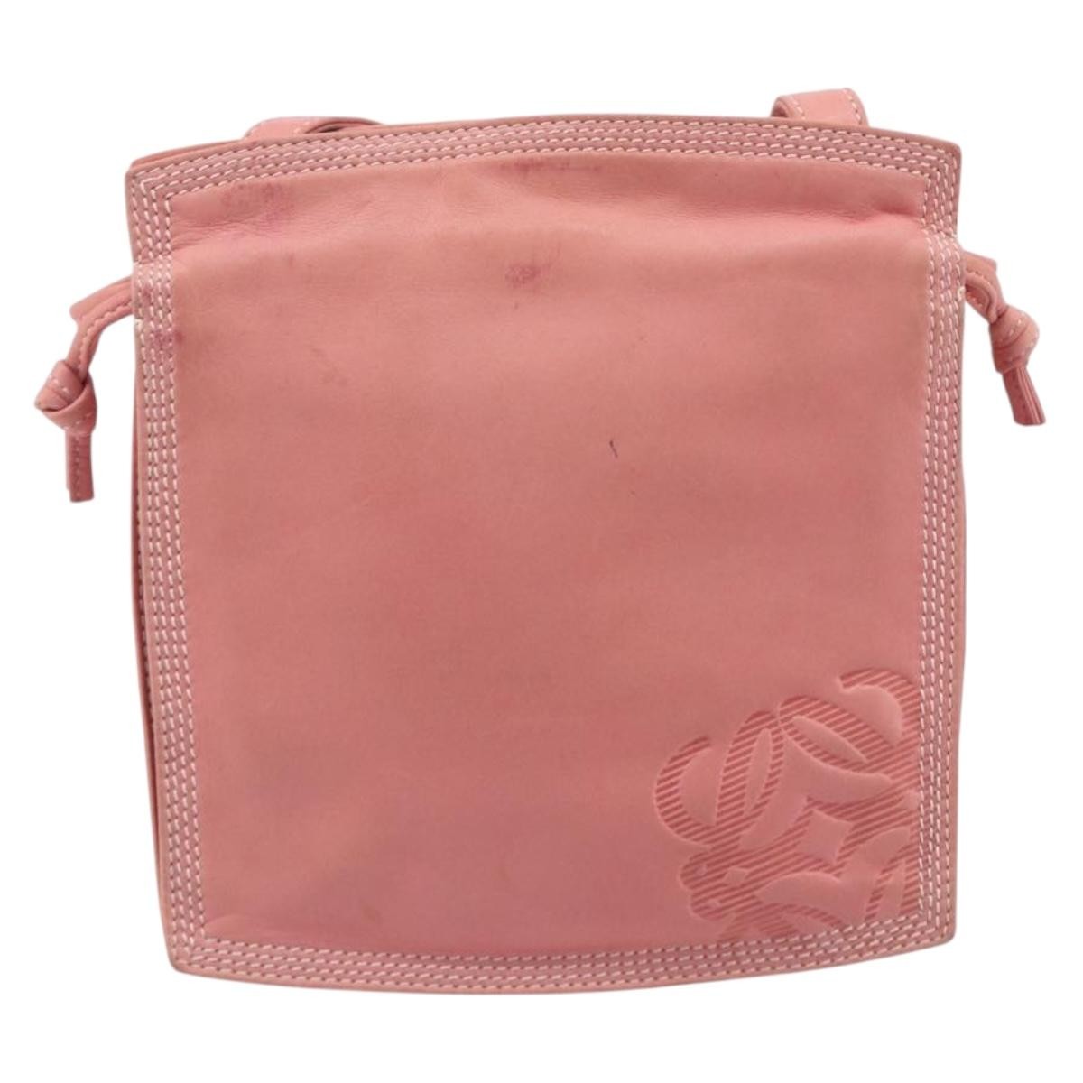 Loewe Shoulder Bag Leather Pink Leather Shoulder Bag Bag (Pre-Owned)
