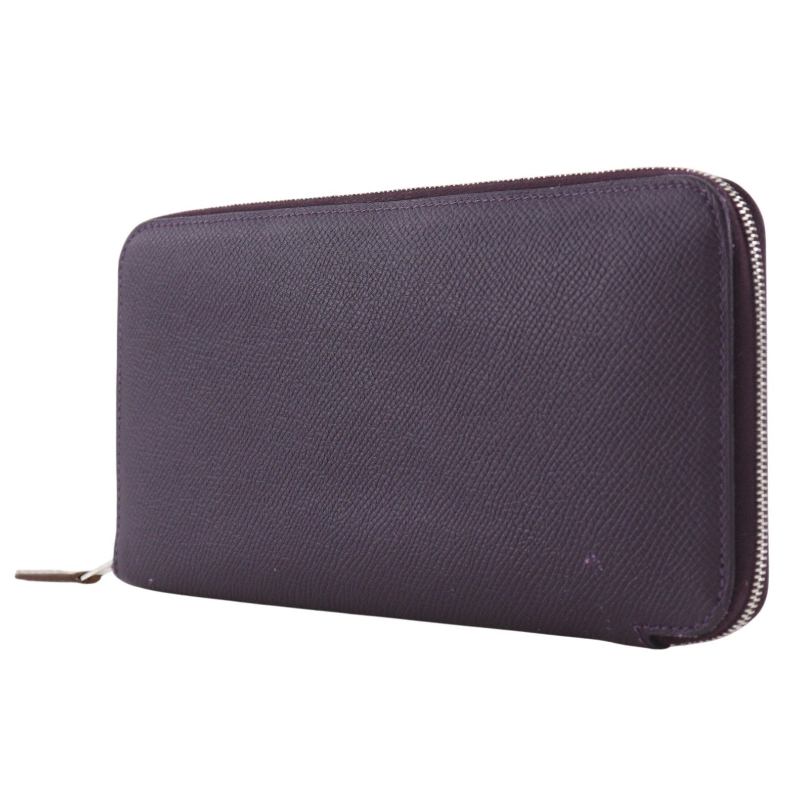 Hermes Azap Zip Around Epsom Purple Leather Wallets Accessory (Pre-Owned)