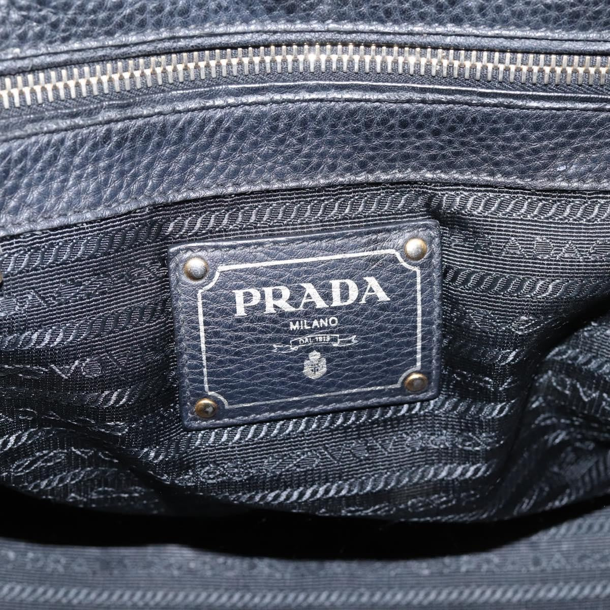 Prada Front Pocket Convertible Vitello Daino Black Leather Tote Bag Bag (Pre-Owned)
