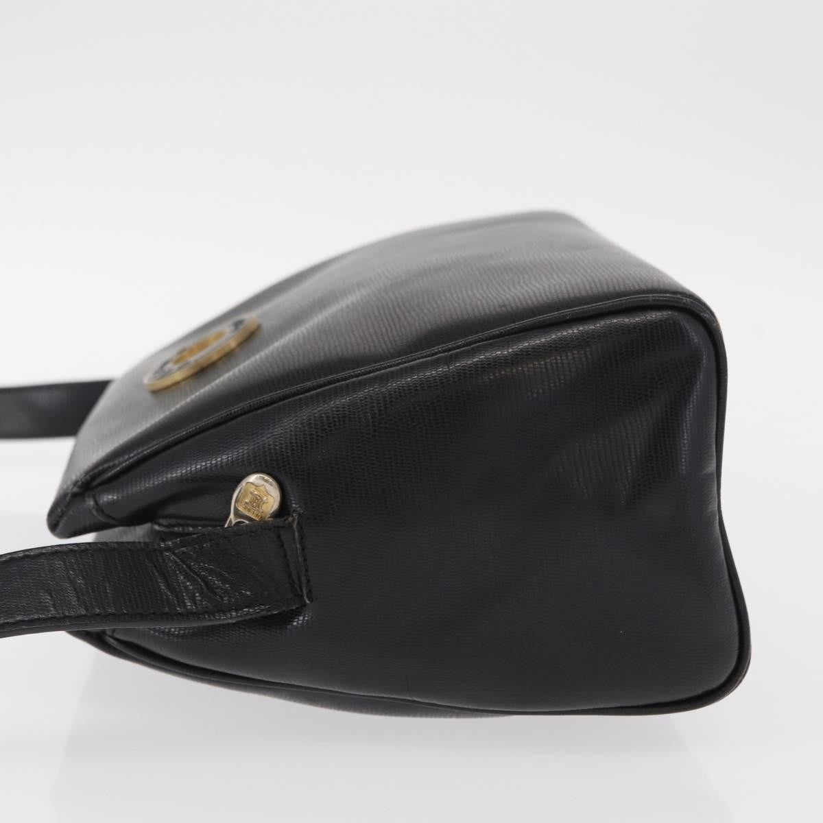 Celine Vintage Circle Logo Leather Black Leather Shoulder Bag Bag (Pre-Owned)
