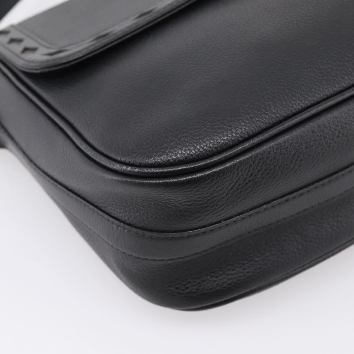 Saint Laurent Vintage Shoulder Bag Leather Black Leather Shoulder Bag Bag (Pre-Owned)