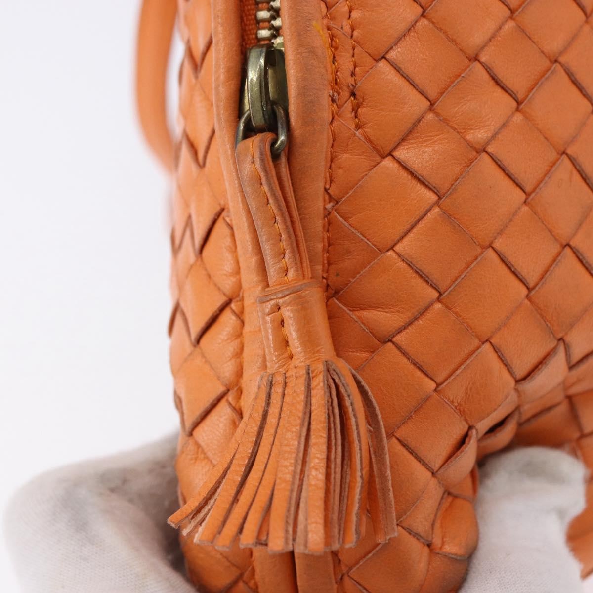 Bottega Veneta Nodini Intrecciato Nappa Orange Leather Shoulder Bag Bag (Pre-Owned)