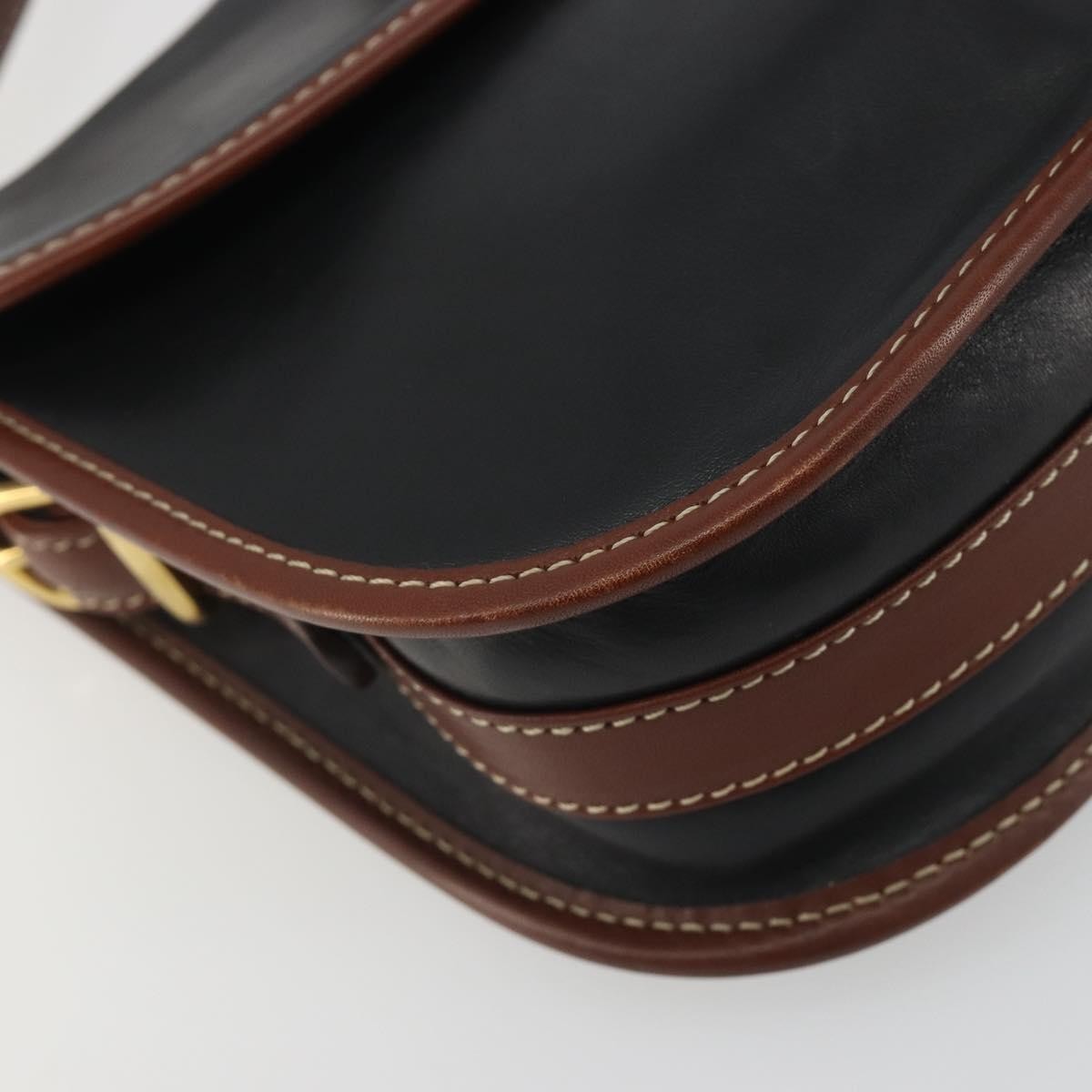 Celine Vintage Flap Leather Black Leather Shoulder Bag Bag (Pre-Owned)