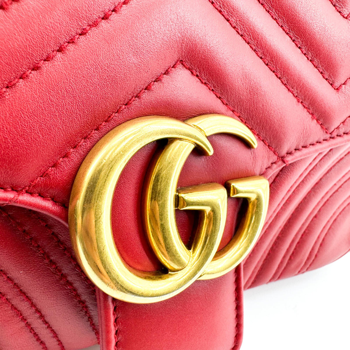 Gucci Gg Marmont Flap Matelasse Leather Gold Leather Shoulder Bag Bag (Pre-Owned)