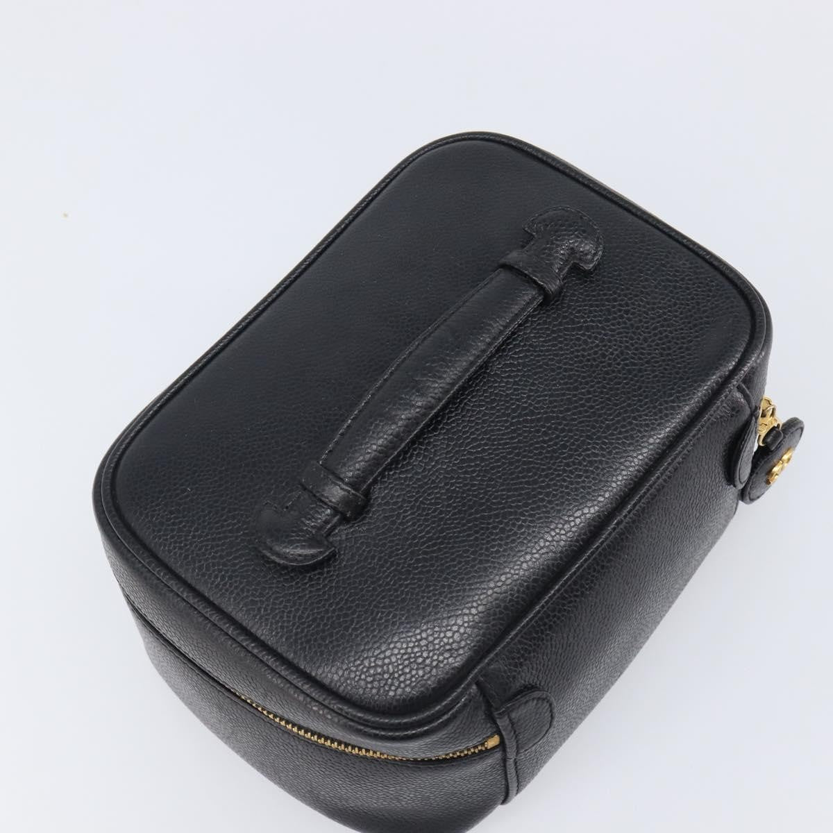 Chanel Vintage Timeless Cosmetic Case Caviar Black Leather Clutche & Pouche Bag (Pre-Owned)