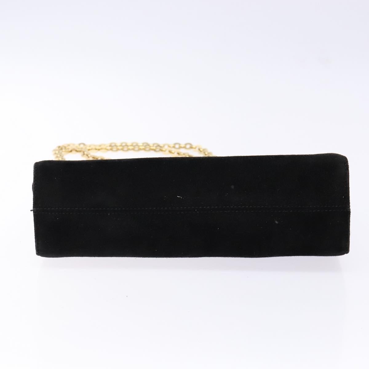 Salvatore Ferragamo Gancini Chain Suede Black Suede Shoulder Bag Bag (Pre-Owned)
