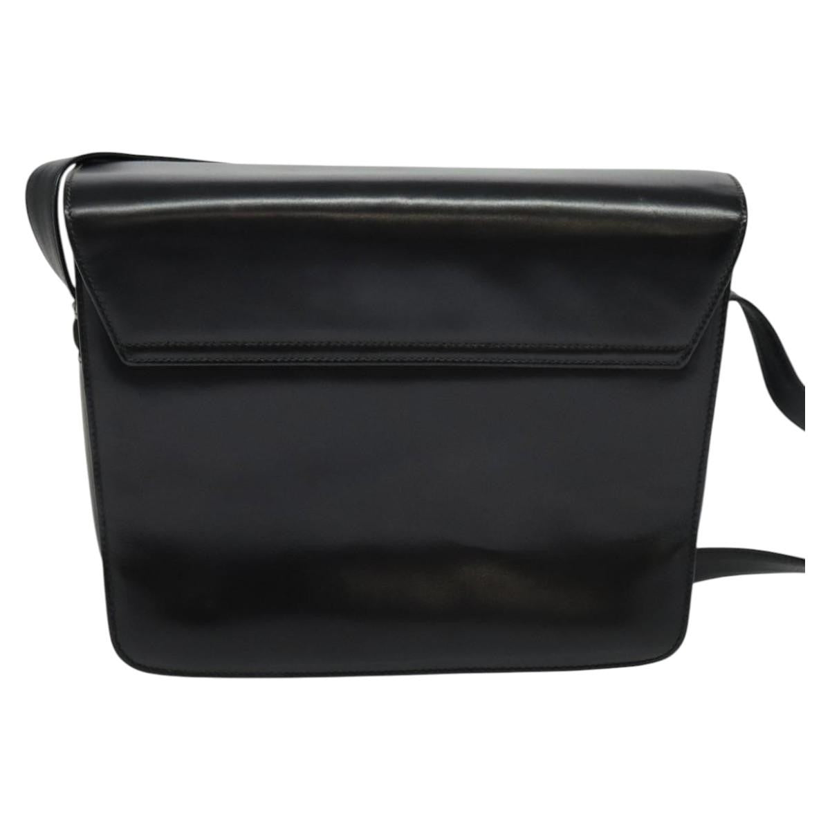 Gucci Vintage Flat Messenger Nylon And Leather Black Leather Shoulder Bag Bag (Pre-Owned)