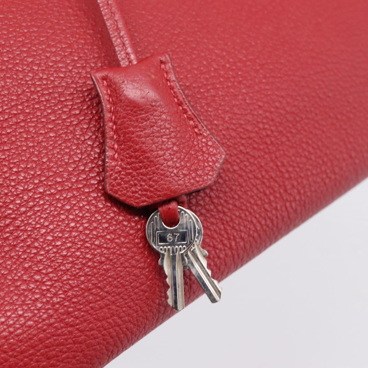 Hermes Birkin Red Togo With Palladium Hardware Red Leather Handbag (Pre-Owned)