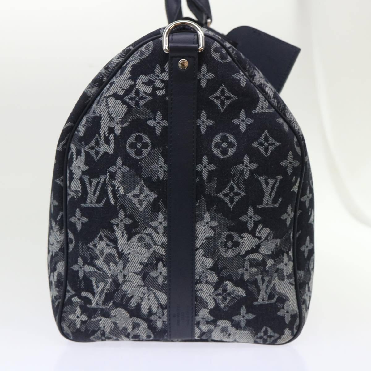 Louis Vuitton Keepall Bandouliere Monogram Tapestry Canvas Navy Canvas Bag (Pre-Owned)