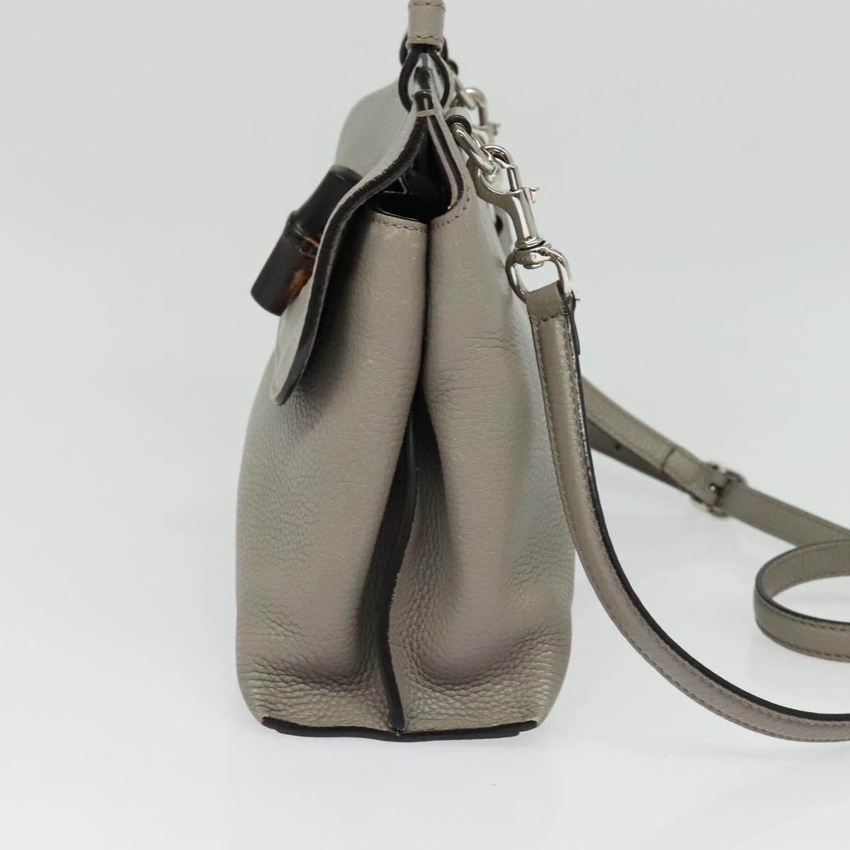 Gucci Bamboo Daily Top Handle Leather Gray Leather Shoulder Bag Bag (Pre-Owned)