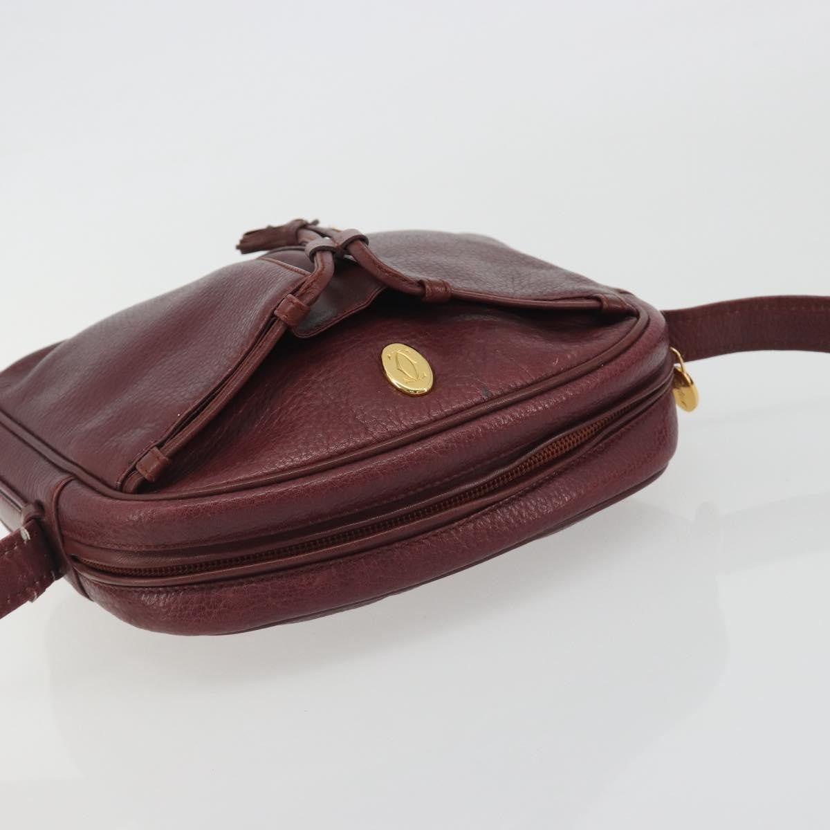 Cartier Tasseled Must De Cartier Leather Burgundy Leather Shoulder Bag Bag (Pre-Owned)
