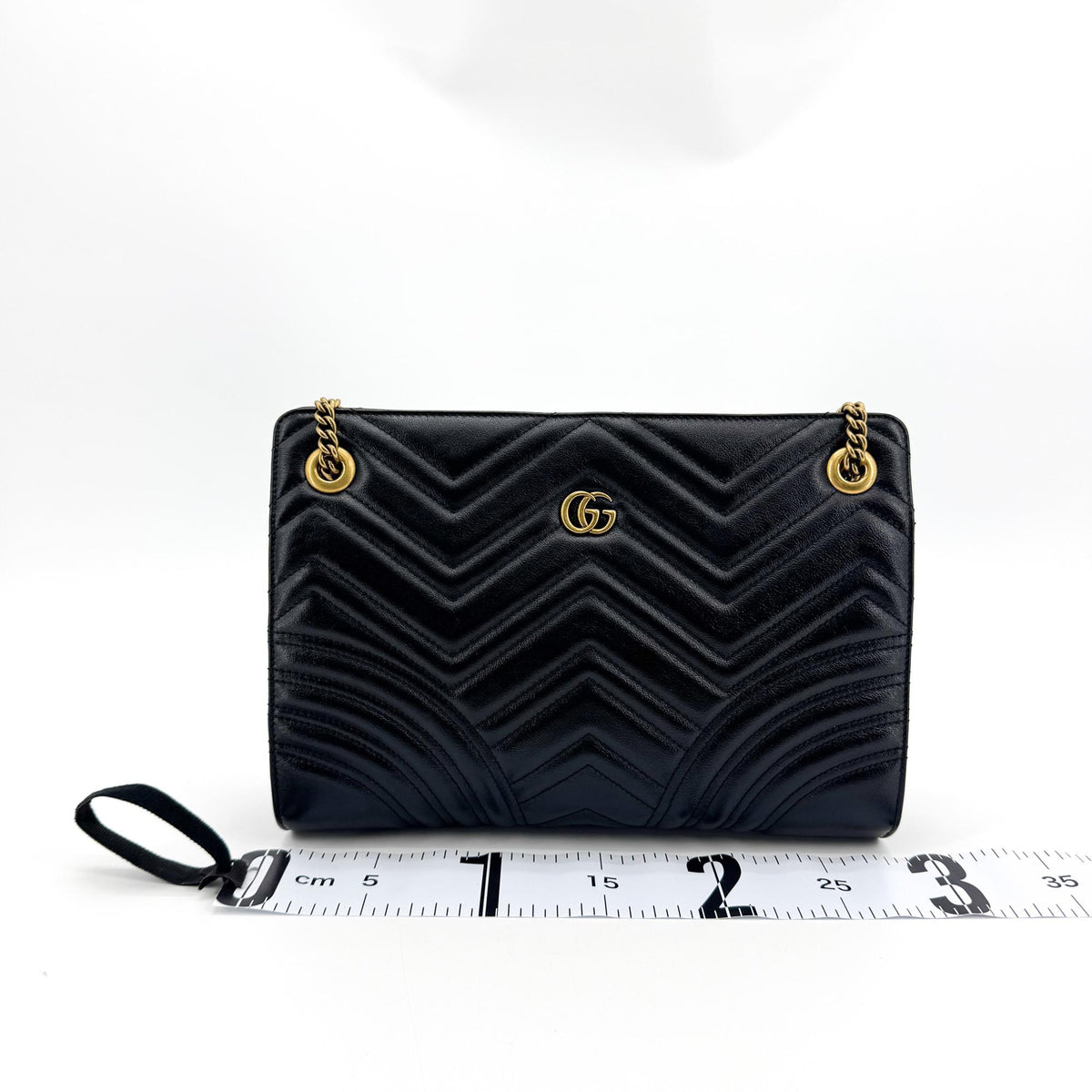 Gucci Gg Marmont Accordion Matelasse Leather Black Leather Shoulder Bag Bag (Pre-Owned)