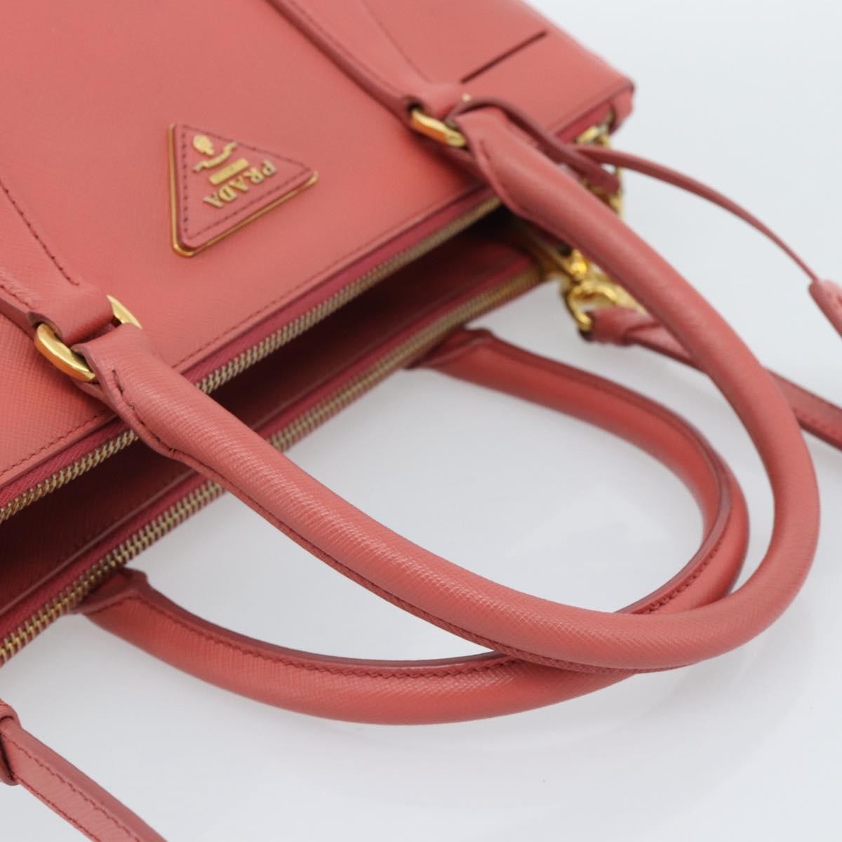 Prada Galleria Double Zip Saffiano Leather Pink Leather Tote Bag Bag (Pre-Owned)