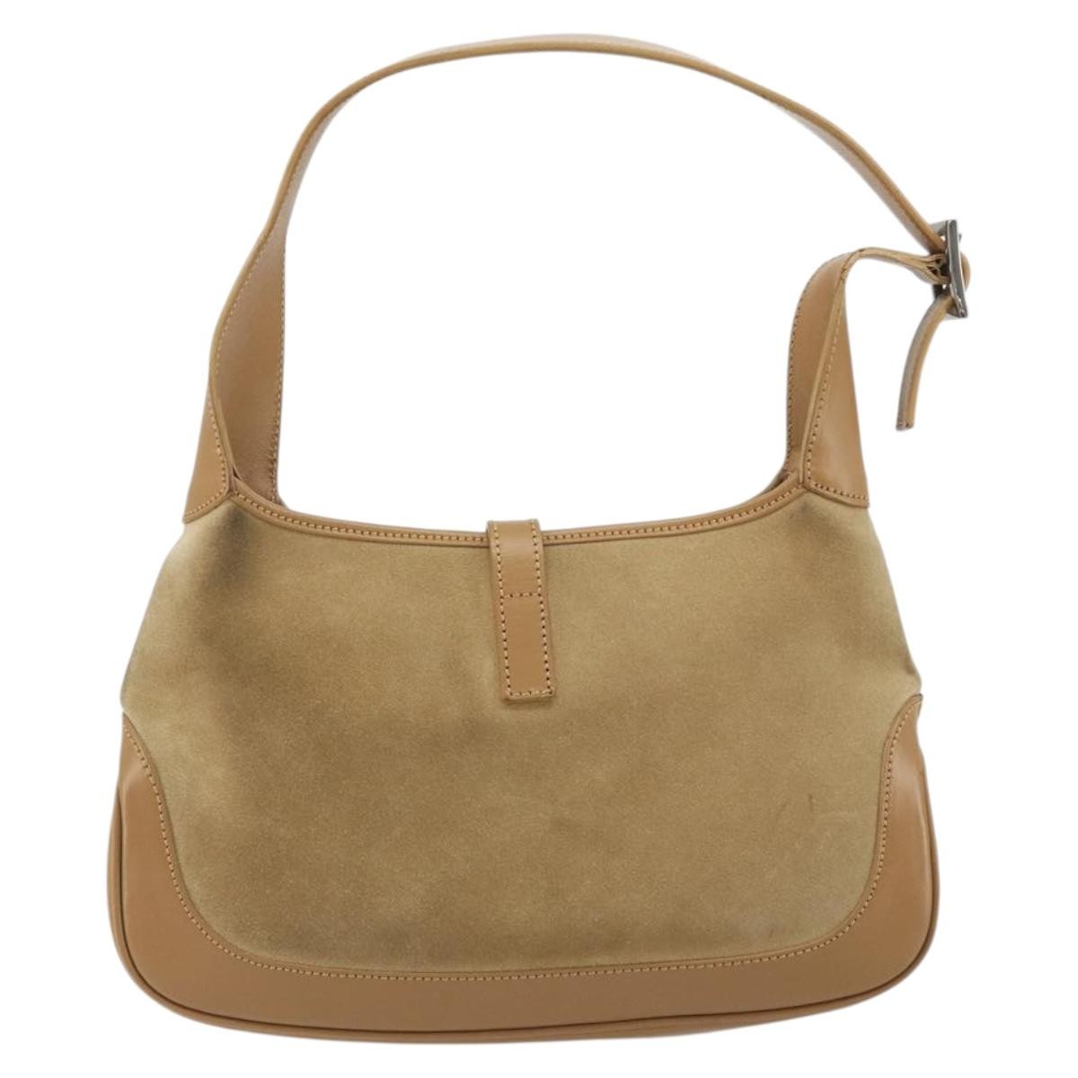 Gucci Web Jackie O Hobo Suede Beige Suede Shoulder Bag Bag (Pre-Owned)