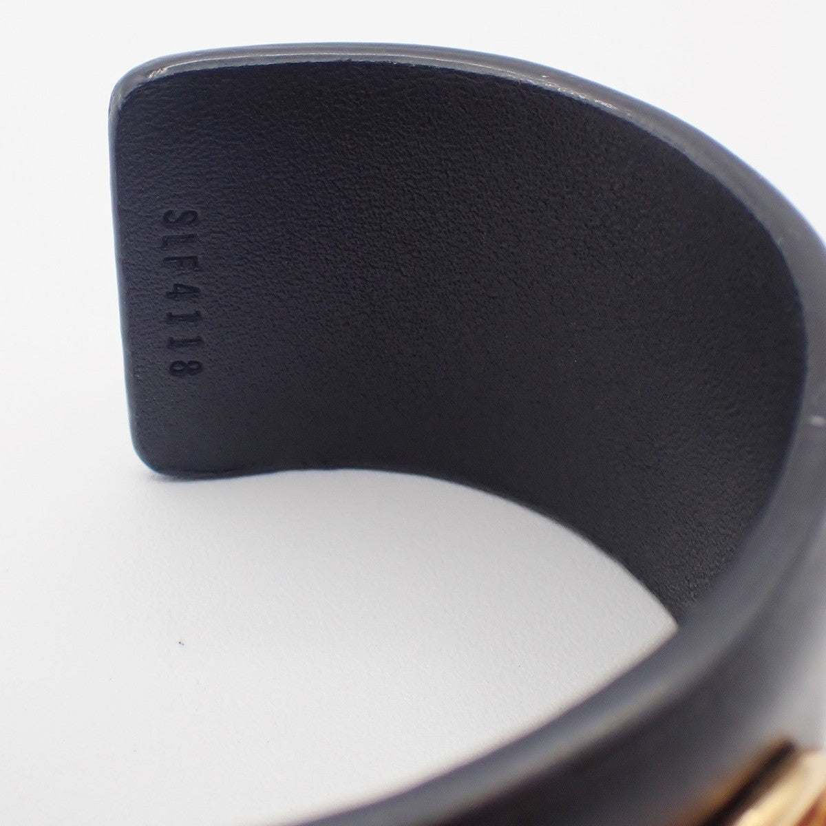 Celine Stud Cuff Leather And Plated Metal Black Leather Bracelet Jewelry (Pre-Owned)