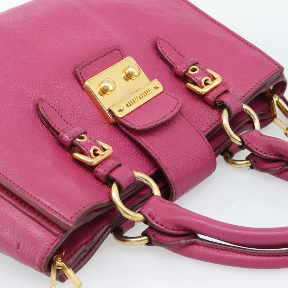 Miu Miu Madras Convertible Lock Leather Pink Leather Tote Bag Bag (Pre-Owned)