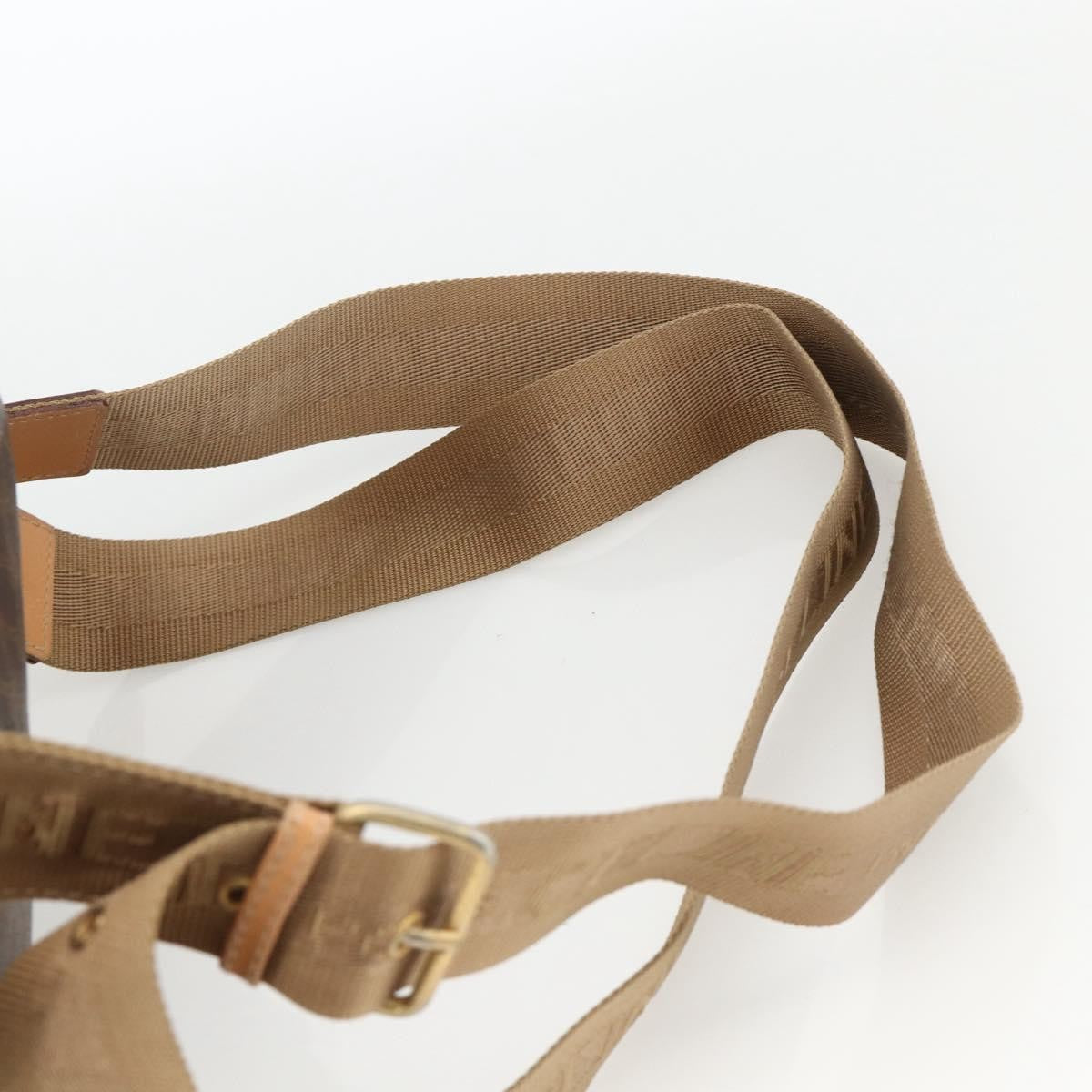 Celine Vintage Drawstring Flap Macadam Coated Canvas Brown Canvas Backpack Bag (Pre-Owned)