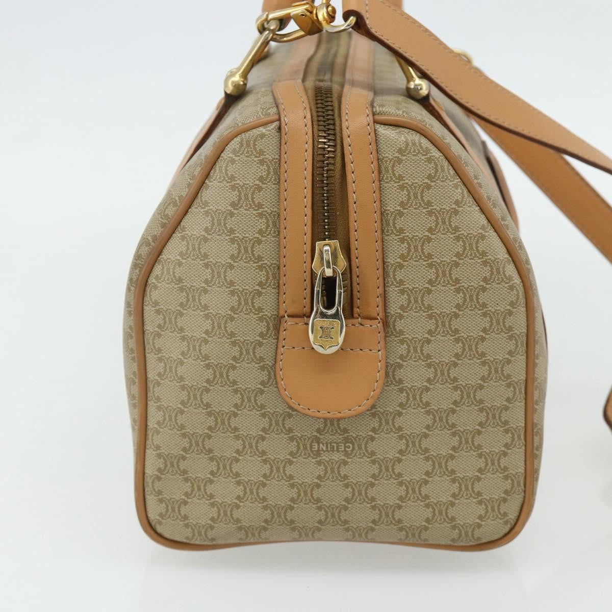 Celine Boston Triomphe Coated Canvas Beige Pvc Handbag (Pre-Owned)