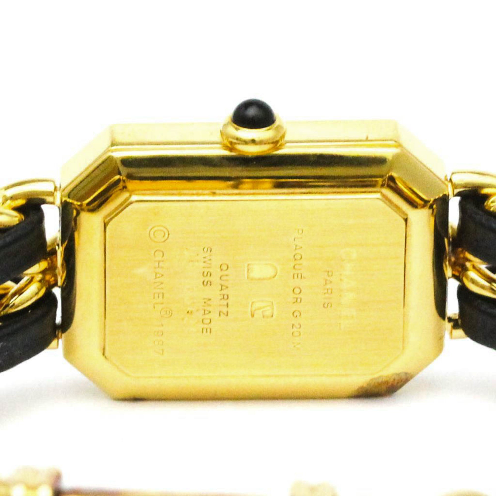 Chanel Premiere Rock Quartz Plated Metal And Leather Watch (Pre-Owned)