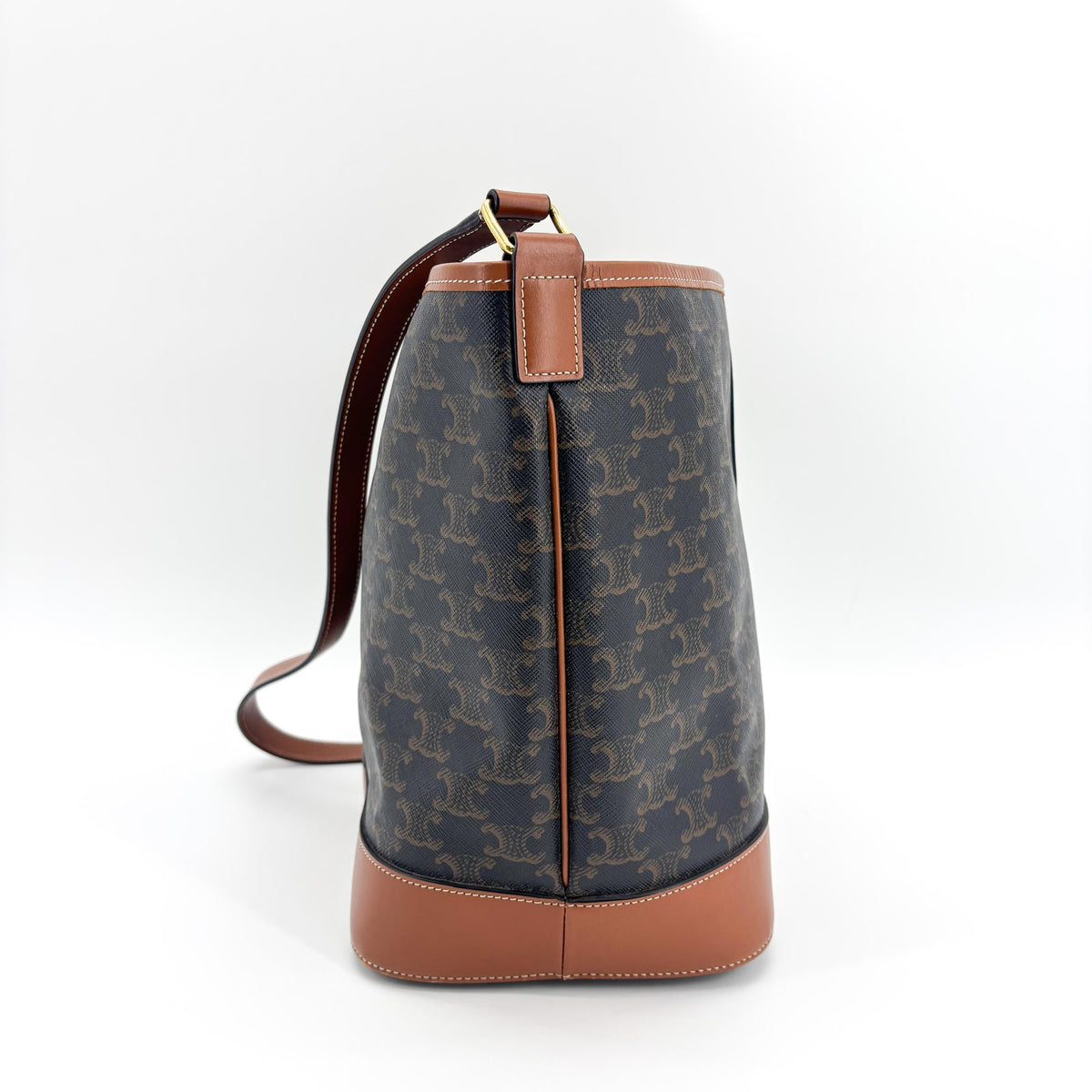 Celine Bucket Triomphe Coated Canvas Black Canvas Shoulder Bag Bag (Pre-Owned)