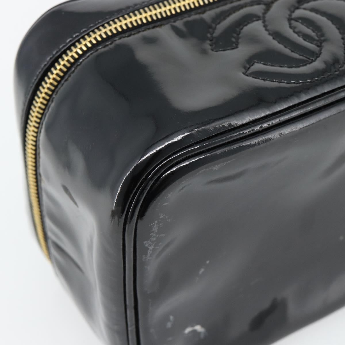 Chanel Vintage Timeless Cosmetic Case Patent Black Patent_Leather Handbag (Pre-Owned)