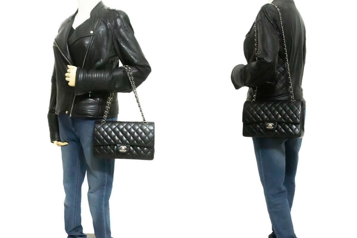 Chanel Classic Bowler Quilted Caviar Black Leather Handbag (Pre-Owned)