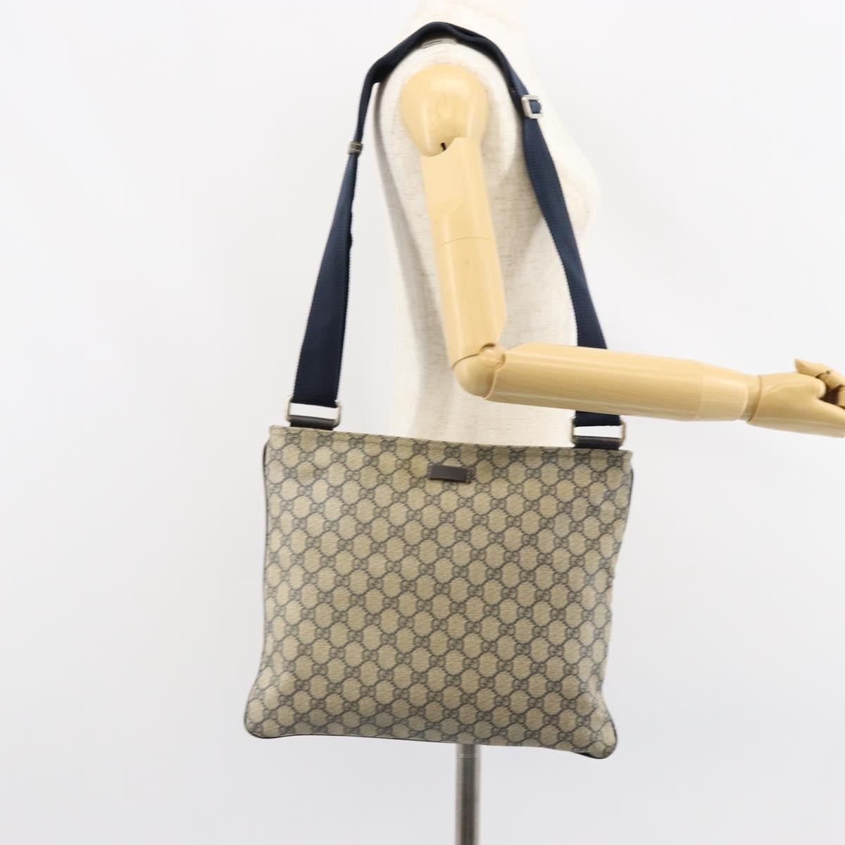 Gucci Zip Top Messenger Gg Coated Canvas Navy Pvc Shoulder Bag Bag (Pre-Owned)