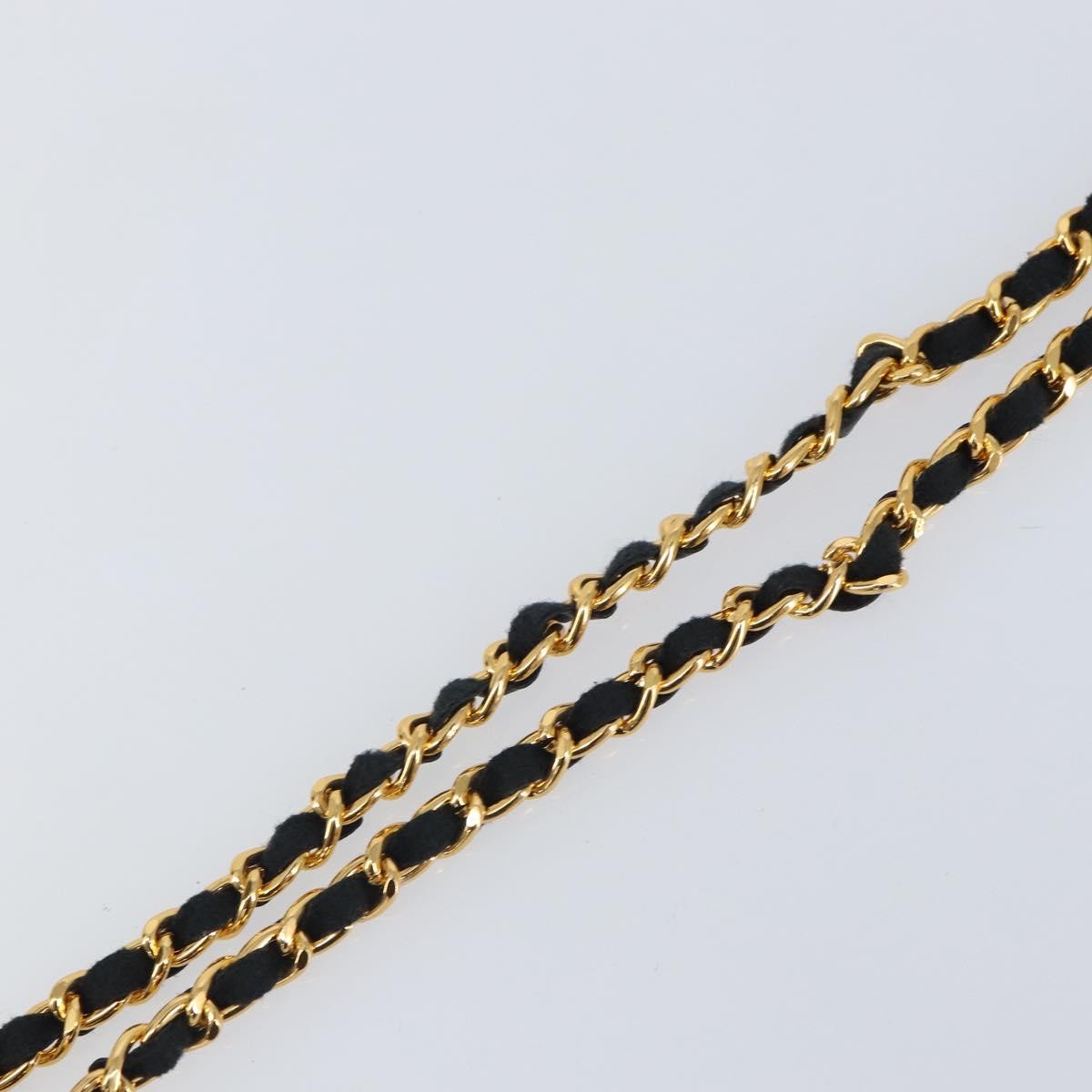 Chanel Cc Perfume Bottle Pendant Chain Long Metal With Leather, Crystals And Faux Pearl Gold Metal Necklace Jewelry (Pre-Owned)