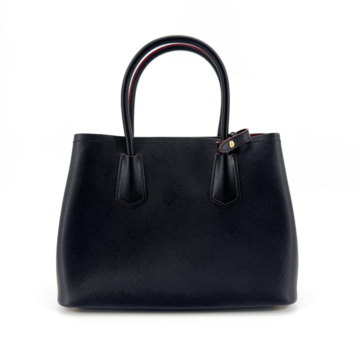 Prada Cuir Double Saffiano Leather Black Leather Tote Bag Bag (Pre-Owned)
