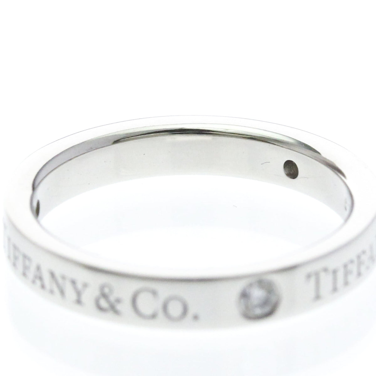Tiffany & Co. Logo Band Platinum And Diamonds Silver Platinum Ring Jewelry (Pre-Owned)