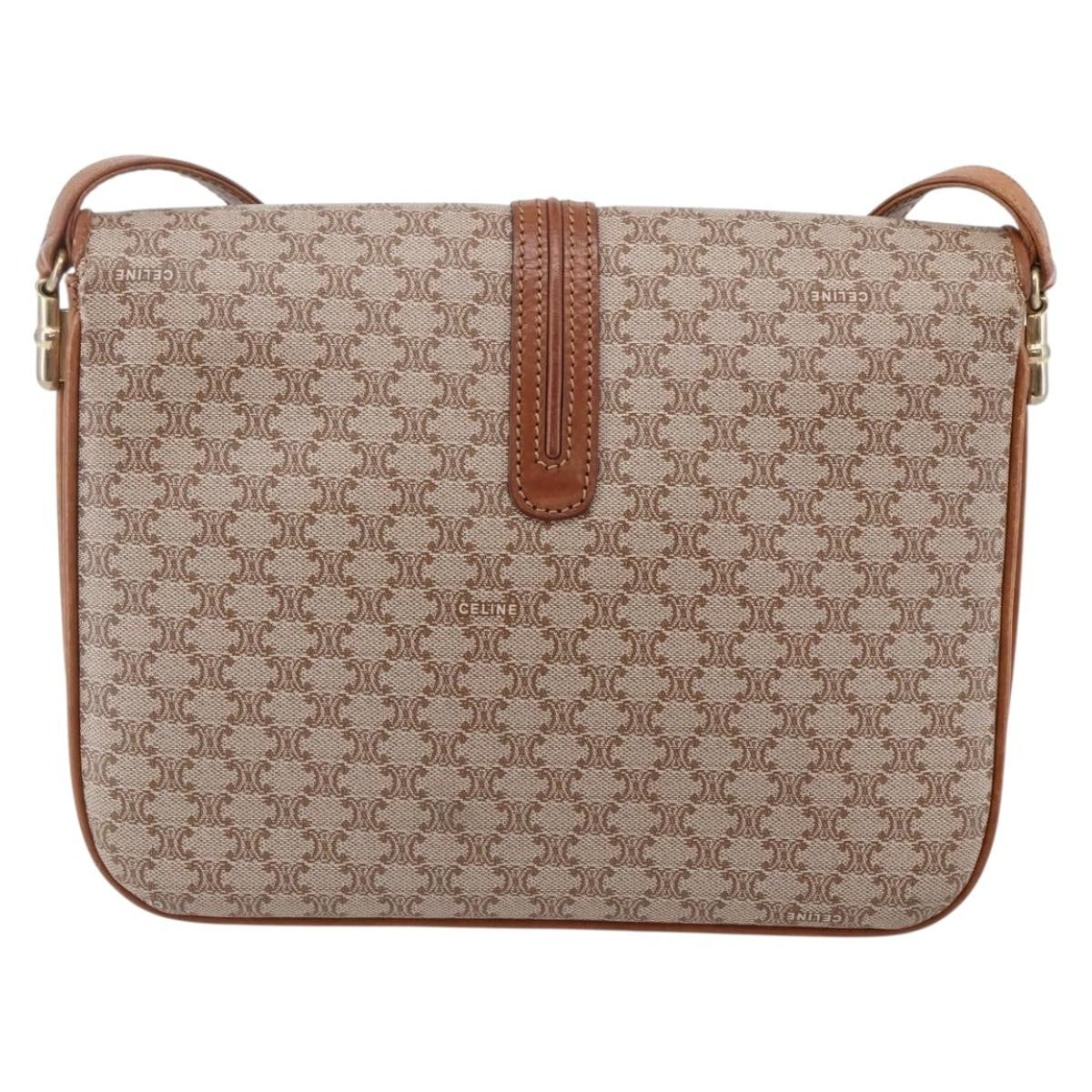 Celine Vintage Macadam Canvas And Leather Beige Canvas Shoulder Bag Bag (Pre-Owned)
