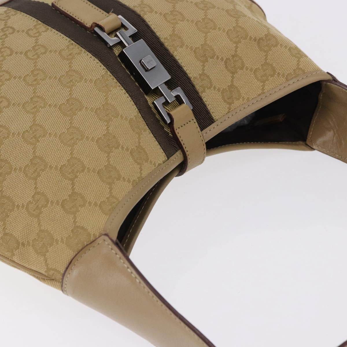 Gucci Jackie Canvas Beige Canvas Handbag (Pre-Owned)