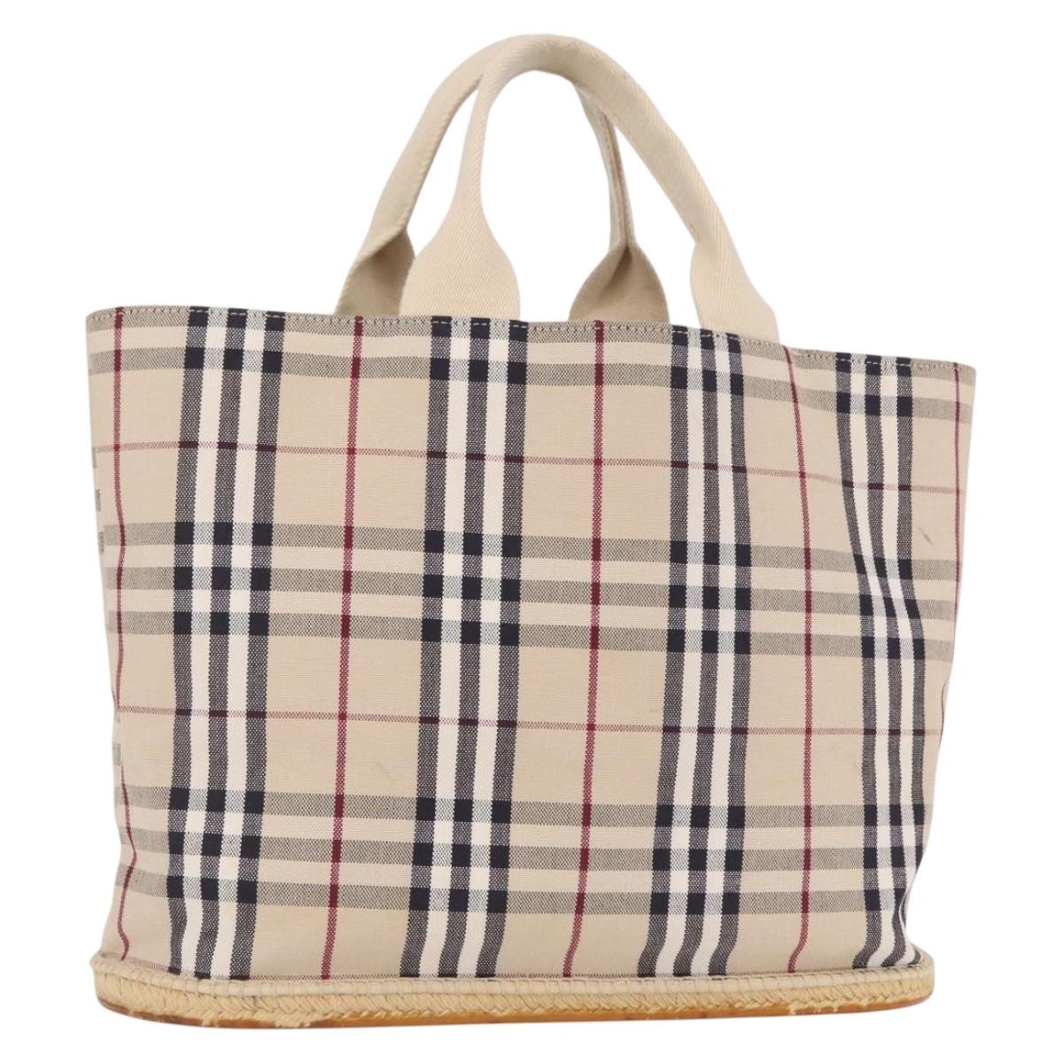 Burberry Nova Check Tote Canvas Check Pattern Beige Canvas Tote Bag Bag (Pre-Owned)