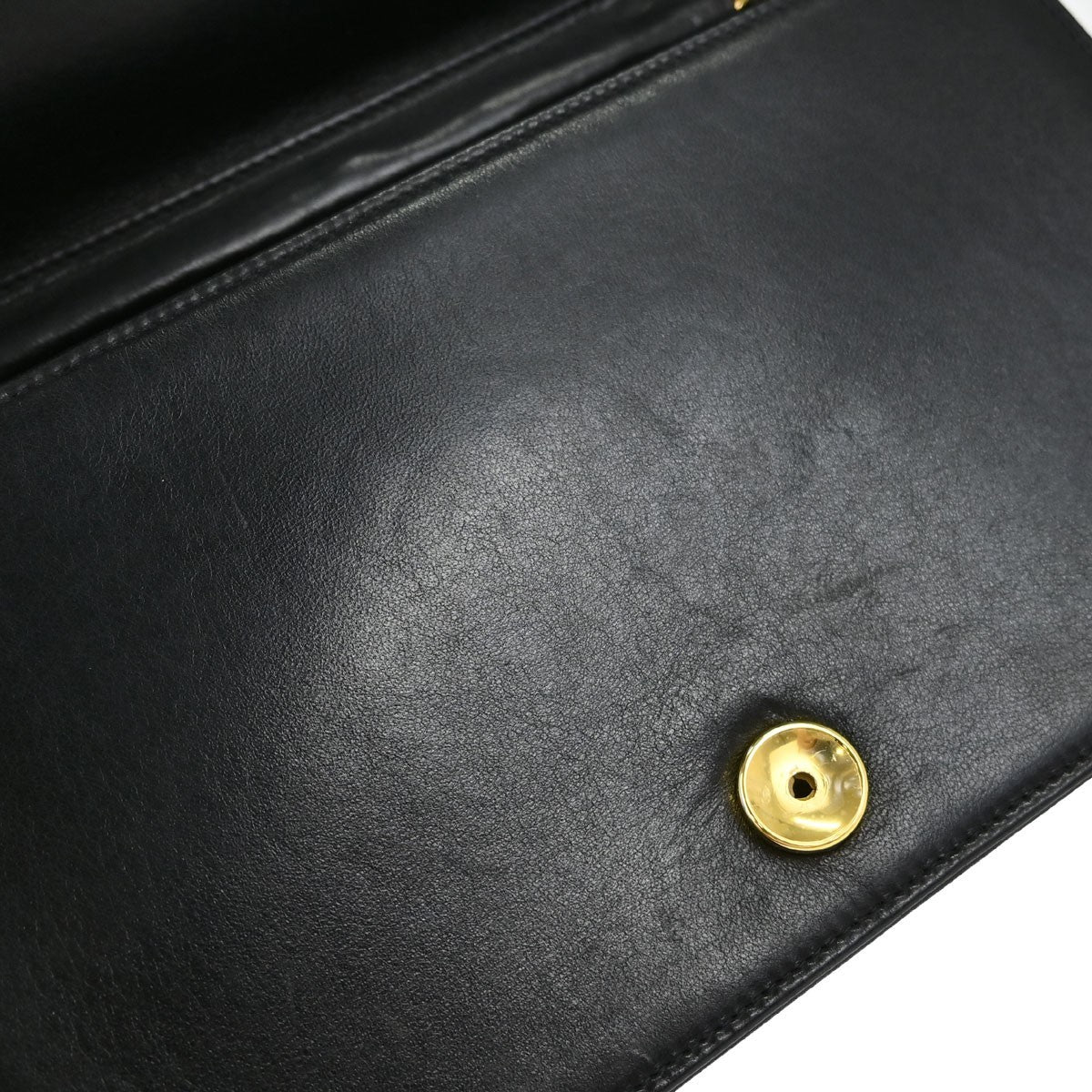 Chanel Vintage Full Flap Quilted Lambskin Black Leather Shoulder Bag Bag (Pre-Owned)