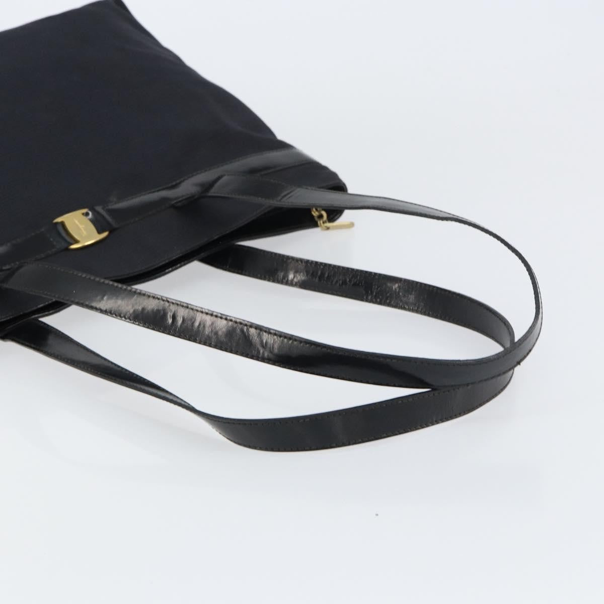 Salvatore Ferragamo Vala Tote Canvas Black Canvas Tote Bag Bag (Pre-Owned)