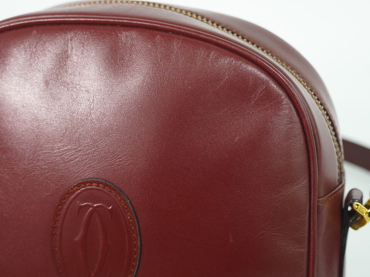 Cartier Must De Cartier Leather Burgundy Leather Shoulder Bag Bag (Pre-Owned)
