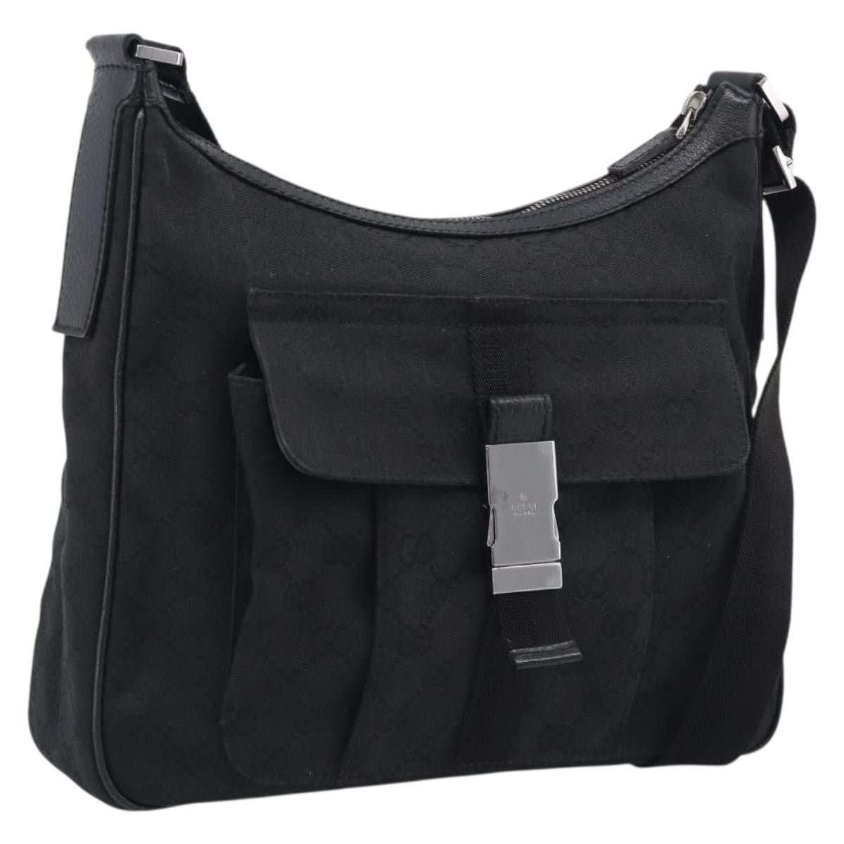 Gucci Shoulder Canvas Black Canvas Shoulder Bag Bag (Pre-Owned)