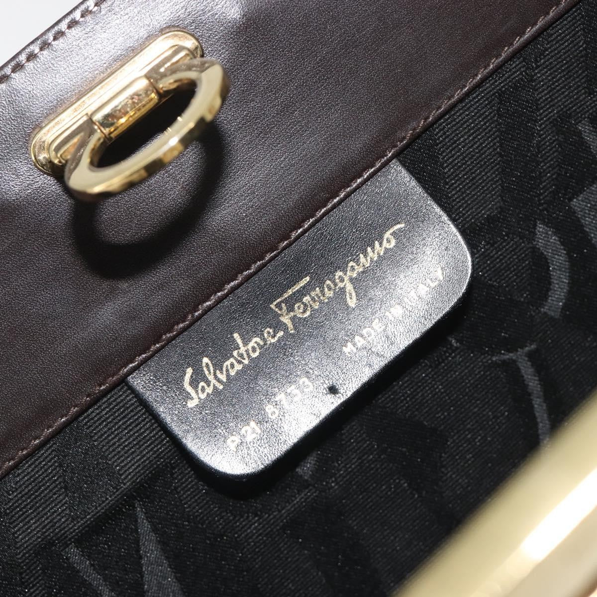 Salvatore Ferragamo Vintage Gancini Chain Leather Brown Leather Shoulder Bag Bag (Pre-Owned)