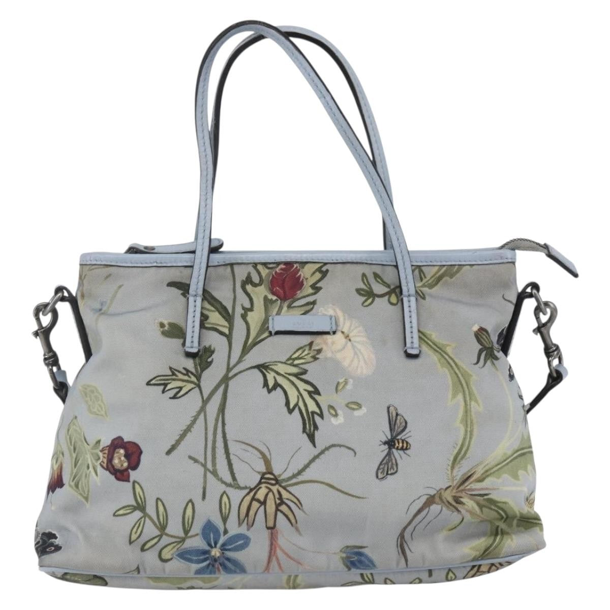 Gucci Convertible Zip Flora Canvas Blue Canvas Tote Bag Bag (Pre-Owned)