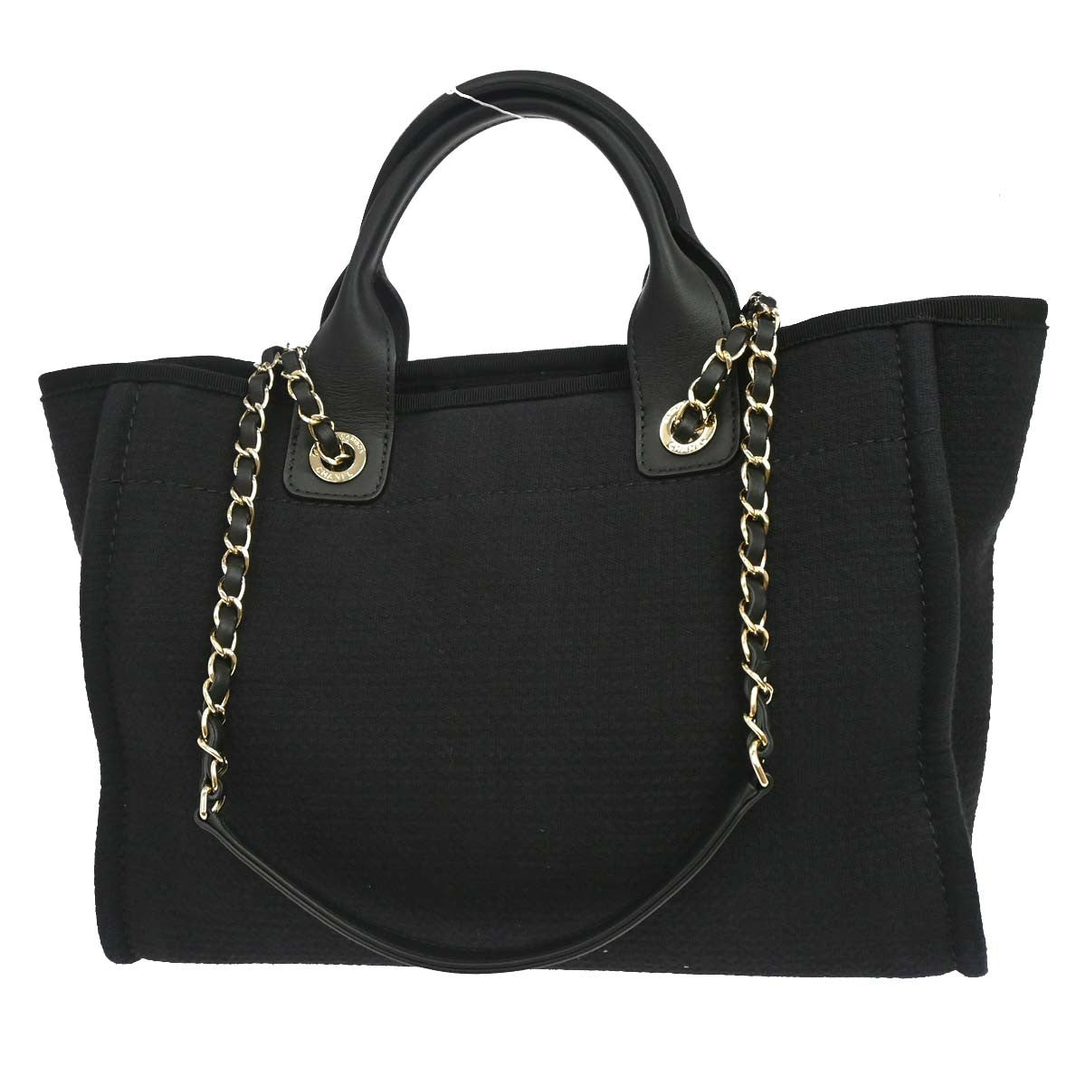 Chanel Deauville Nm Tote Mixed Fibers Black Canvas Tote Bag Bag (Pre-Owned)